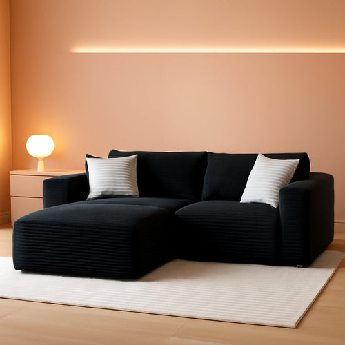 108 Inches Left Facing High End Sectional Sofa Black ShipItFurniture