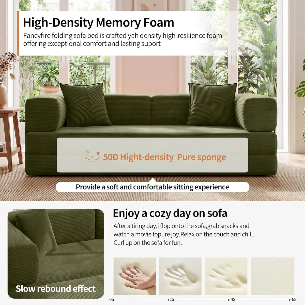 Emerald 78.8 Inches Transformable Sleeper Couch Bed ShipItFurniture