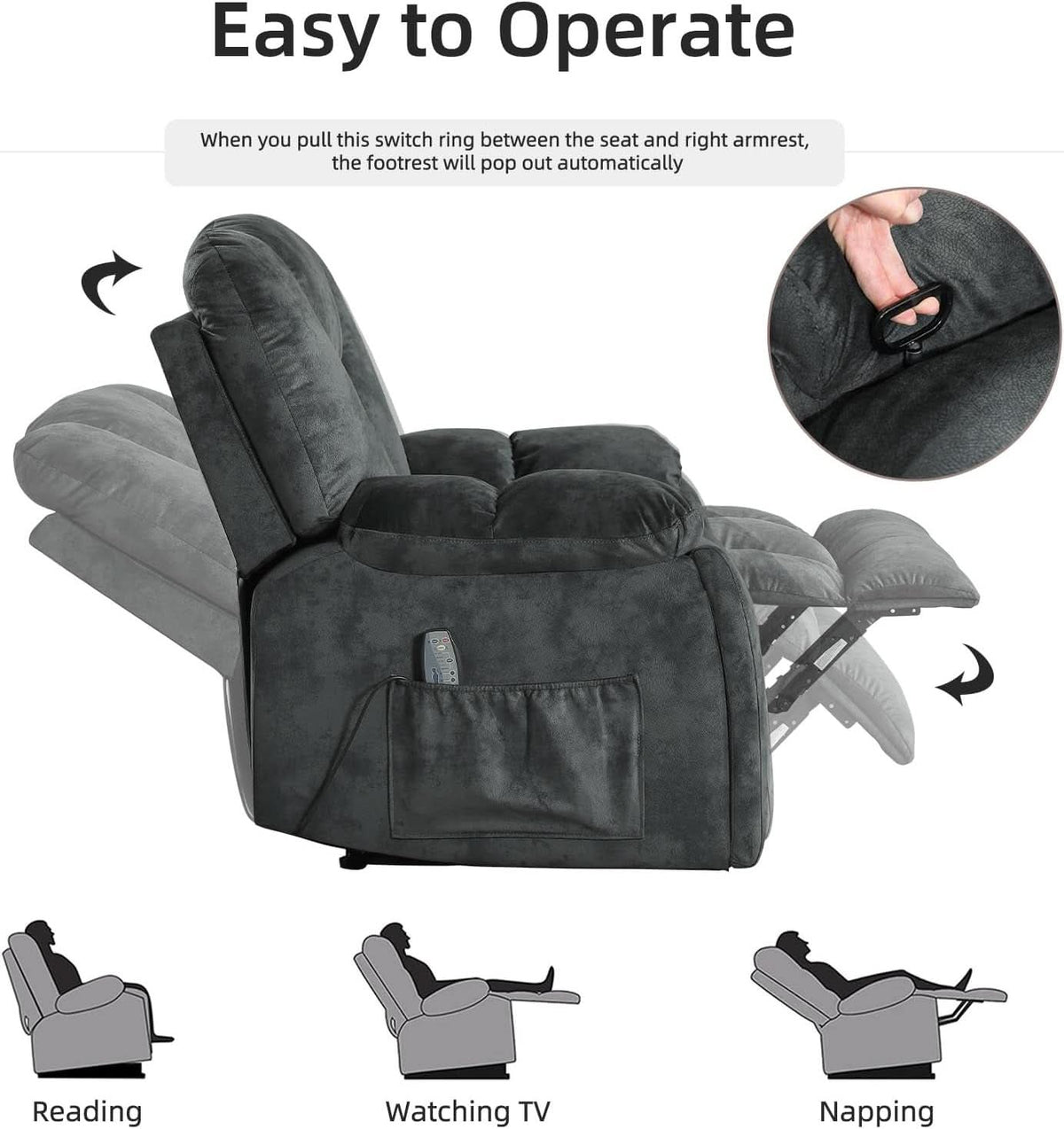 Grey Extra Wide Loveseat Recliner Sofa For Two Cup Holders ShipItFurniture