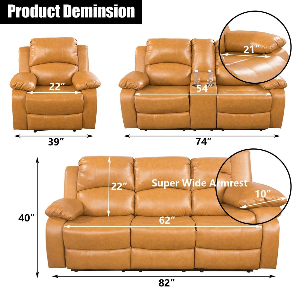 Ginger Faux Leather Reclining Sofa and Loveseat Set ShipItFurniture