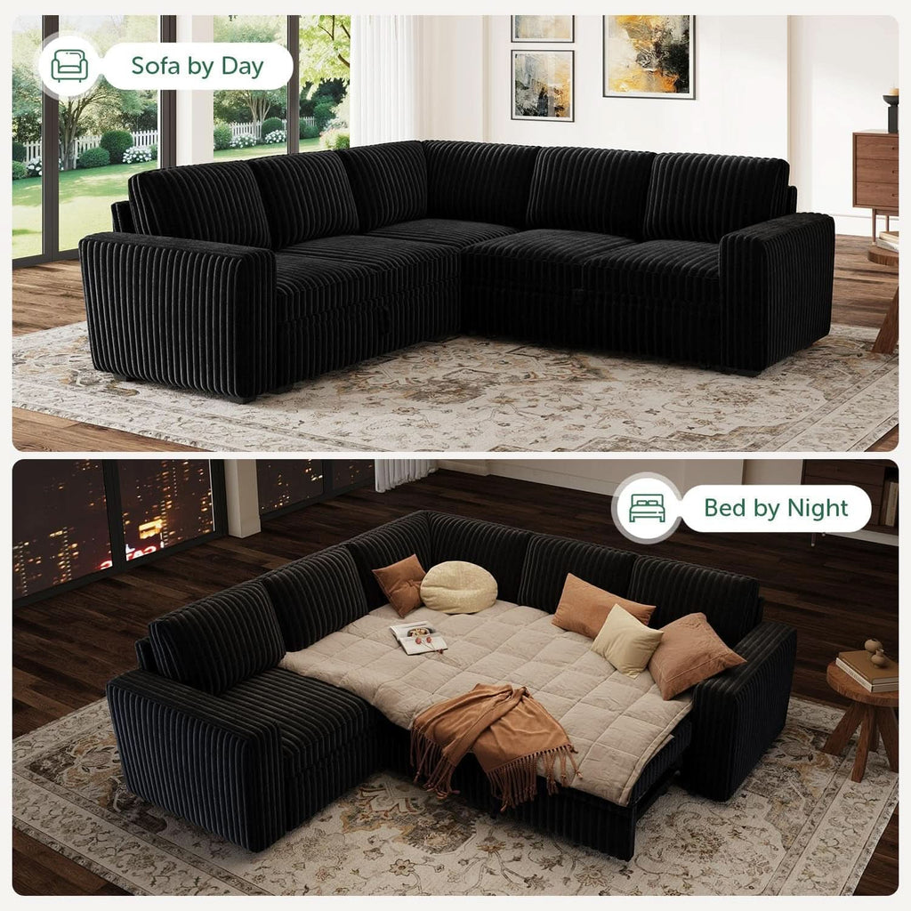 Modular Sleeper Sectional Sofa Charcoal With Storage ShipItFurniture