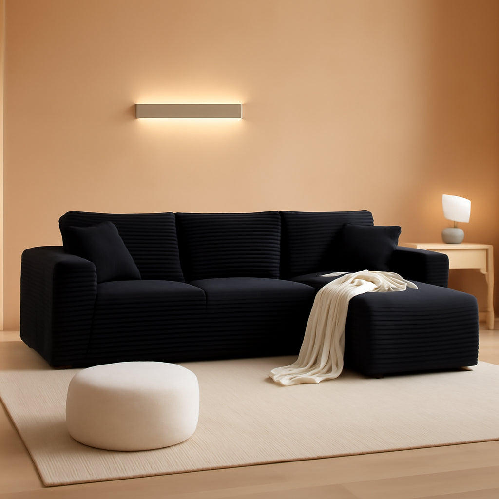 Black 92.5 Inch Modular Sectional Sofa Convertible ShipItFurniture