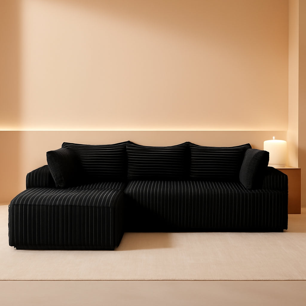 Black Modular Cloud Sofa Sectional Including Chaise ShipItFurniture