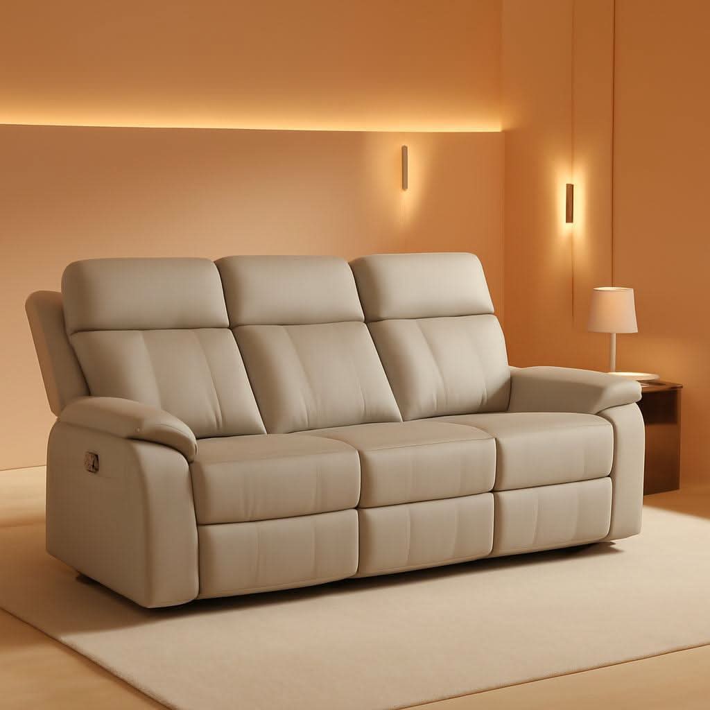 Grey Power Reclining Sofa With Fold Down Table Usb Type C ShipItFurniture