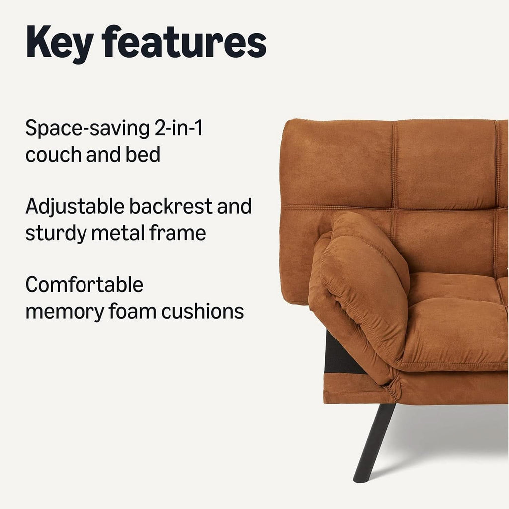 Brown Transformable Loveseat With Memory Foam Sleeper ShipItFurniture