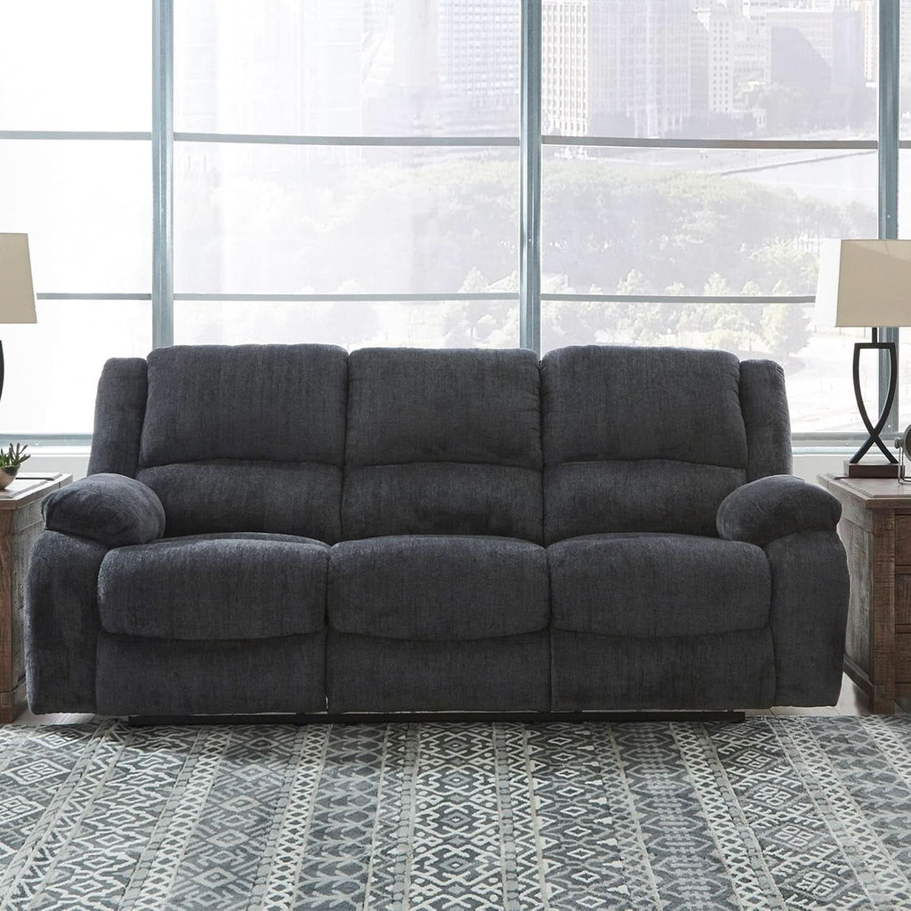 Draycoll Contemporary Manual Reclining Sofa Dark Gray ShipItFurniture