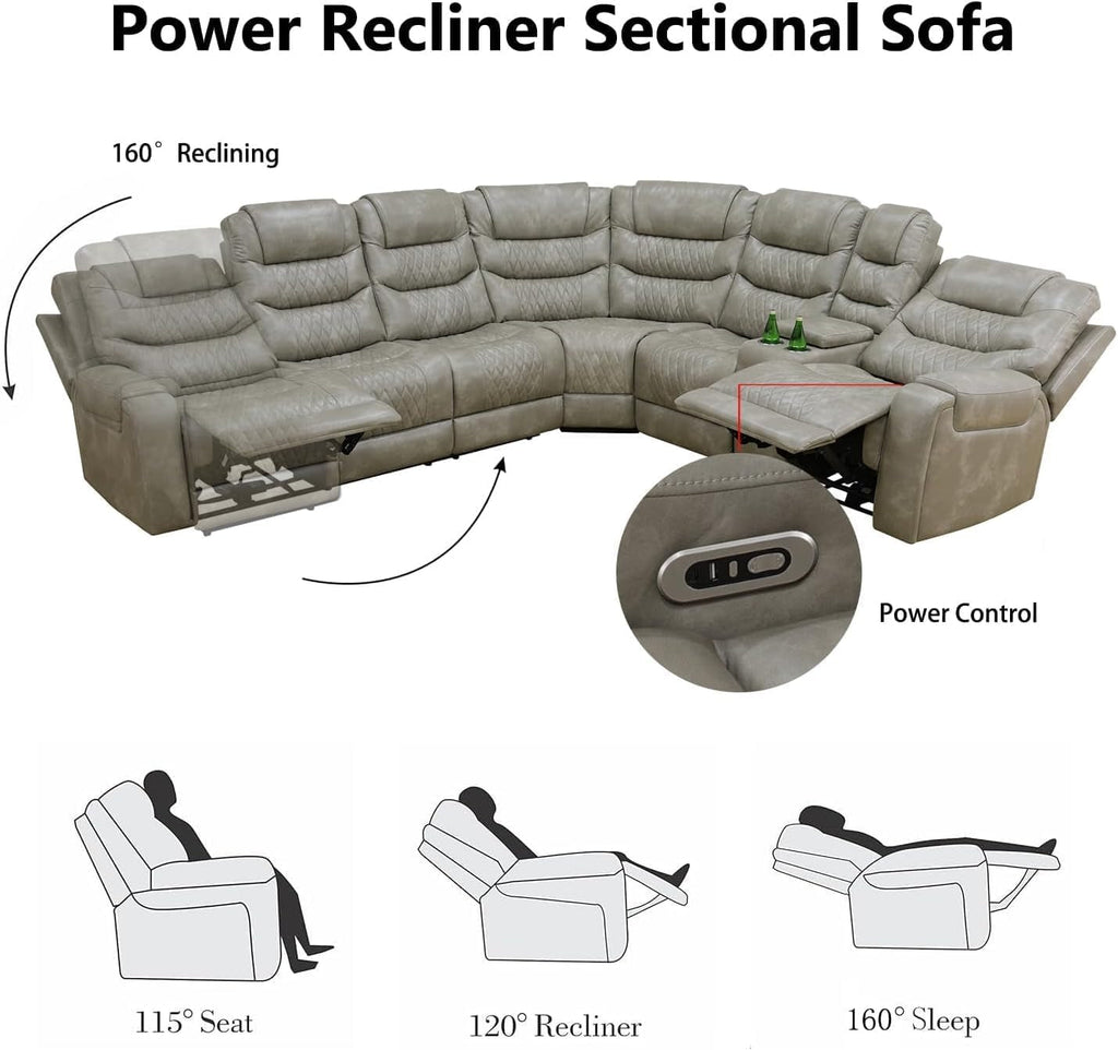 Grey Ergonomically Designed Motorized Reclining USB Sofa Set ShipItFurniture