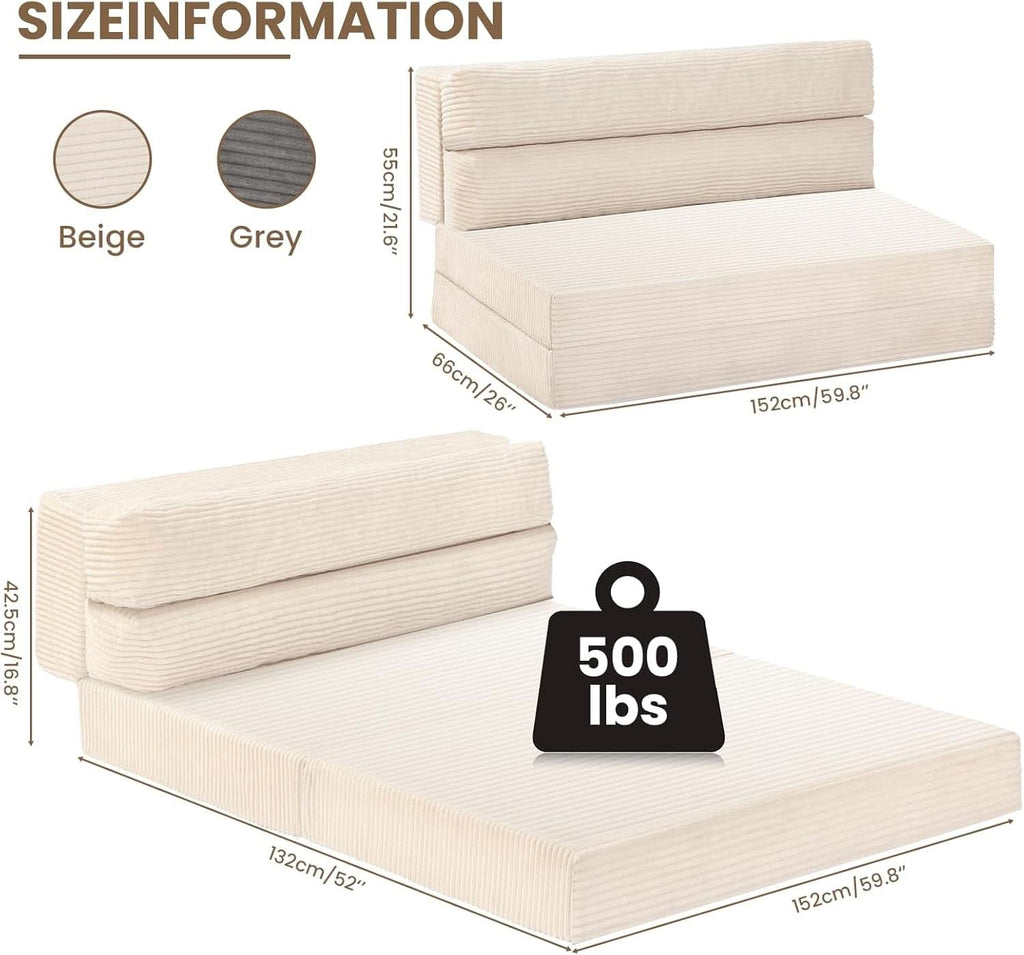 Corduroy Convertible Folding Sofa Bed With Mattress ShipItFurniture