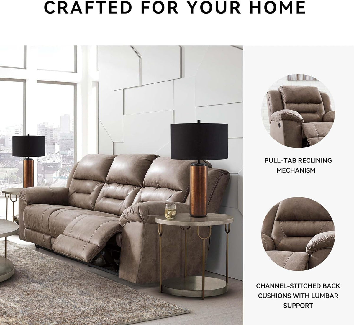 Stoneland NinetyInch DualSided Reclining Living Room Sofa ShipItFurniture
