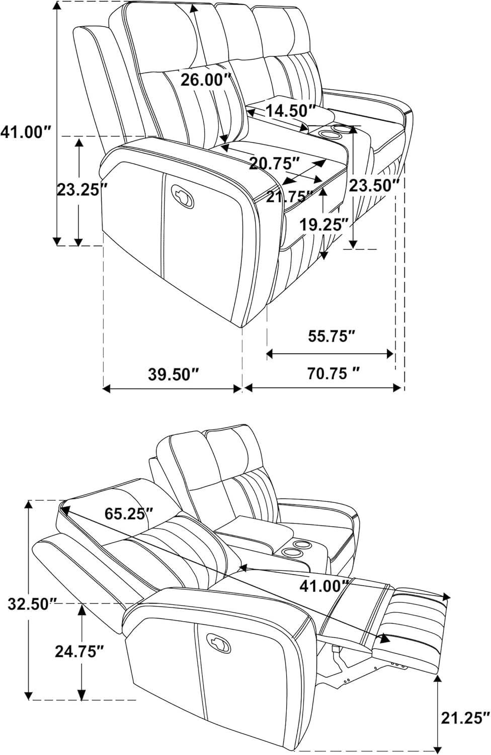 Gray Faux Leather Reclining Loveseat With Manual Recline ShipItFurniture