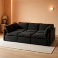 Modular Sectional Sofa Black Corduroy Convertible Sleeper ShipItFurniture