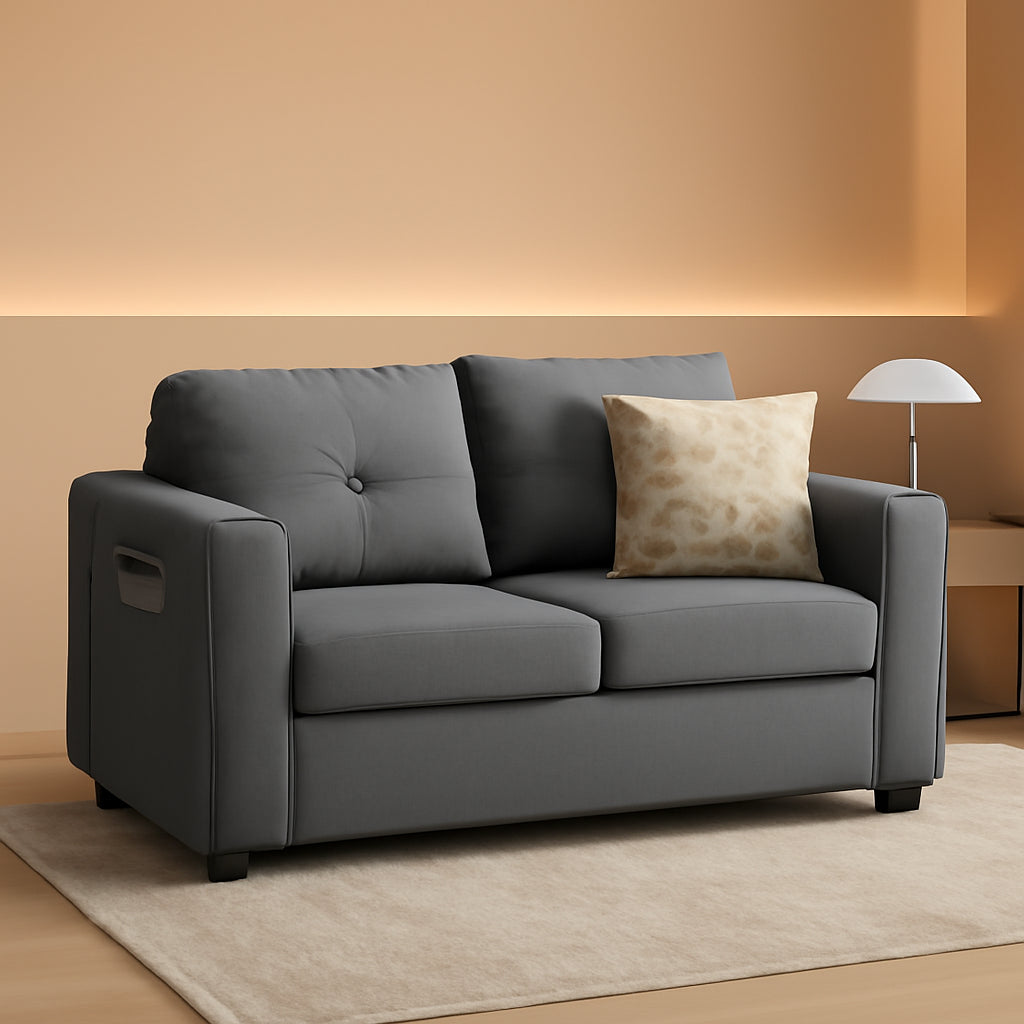 65 Inch MidCentury Tufted Upholstered Couch USB Ports-0