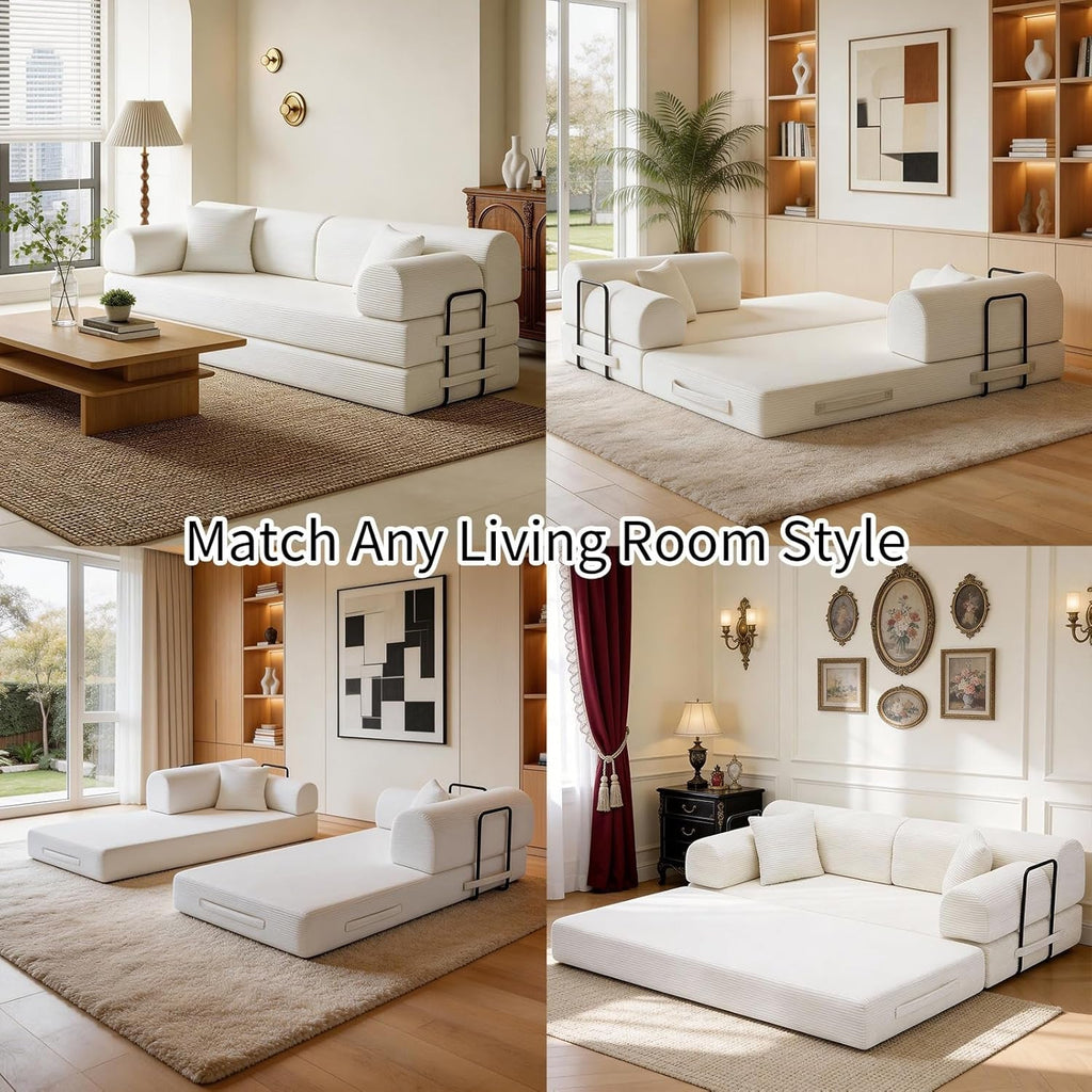 Azure 78.7in Corduroy Convertible Sleeper Sofa Bed ShipItFurniture