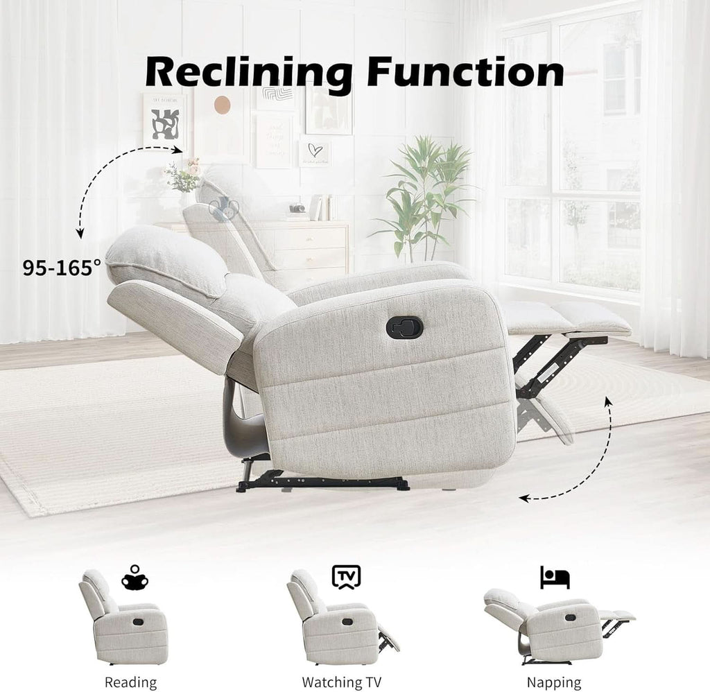 Manual Reclining Three Seat Upholstered Fabric Sofa ShipItFurniture