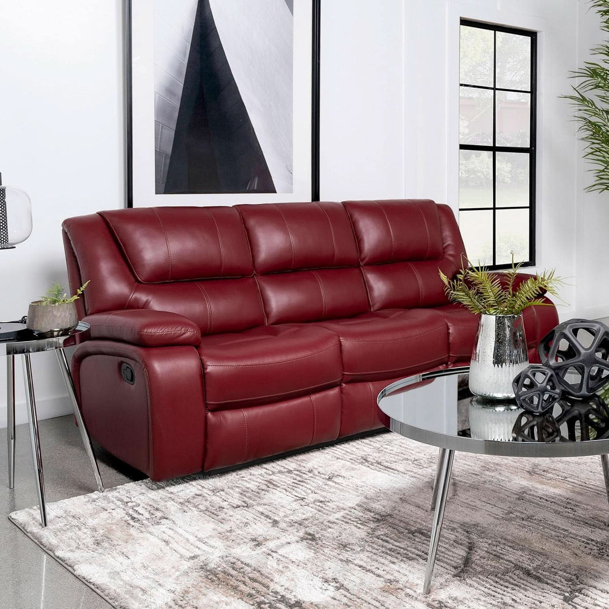 Reclining Sofa Red Thirty Inch Wallhugger Upholstered ShipItFurniture
