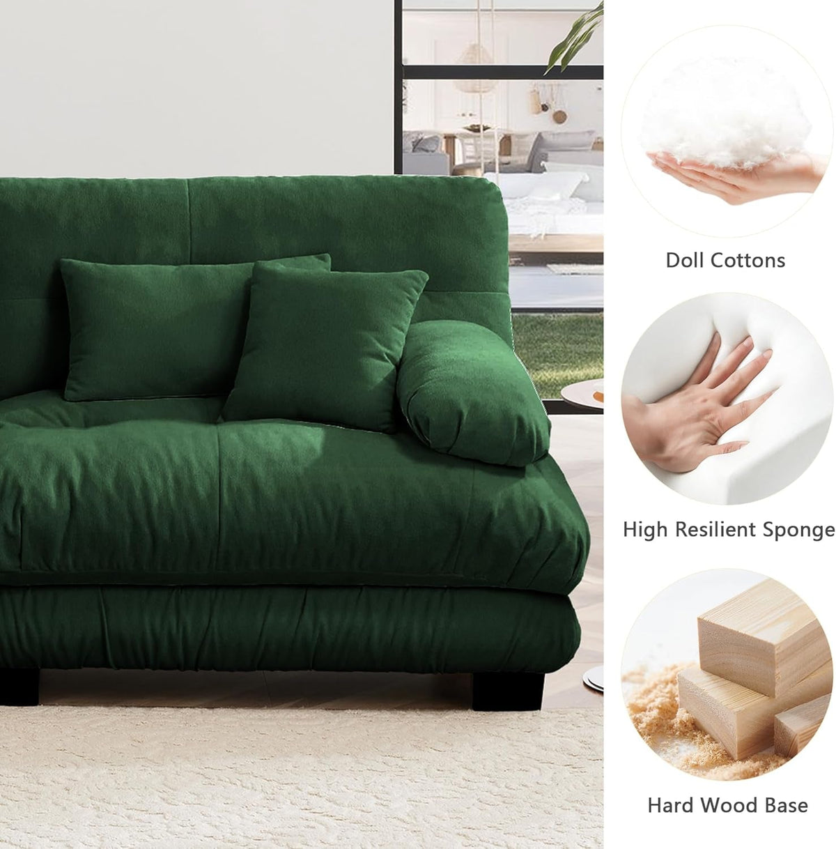 Green Chenille Modular Sectional Sofa Ultra Comfort ShipItFurniture