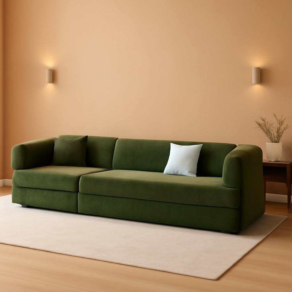 Green Modular Sectional Sofa Bed Removable Ottoman ShipItFurniture
