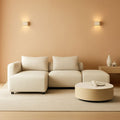 Soft Corduroy Sectional Sofa Set L Shaped Cream Modular ShipItFurniture