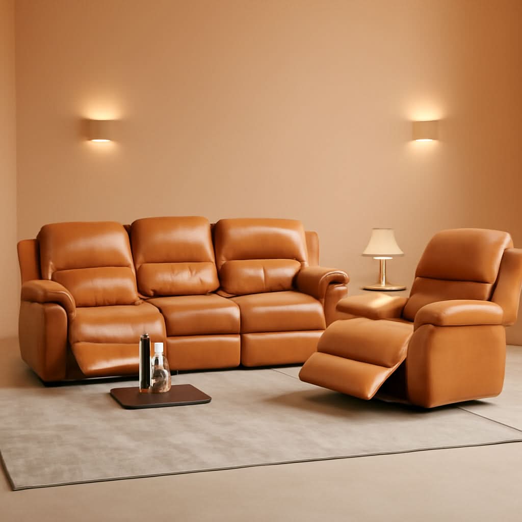 Ginger Faux Leather Reclining Sofa and Loveseat Set ShipItFurniture