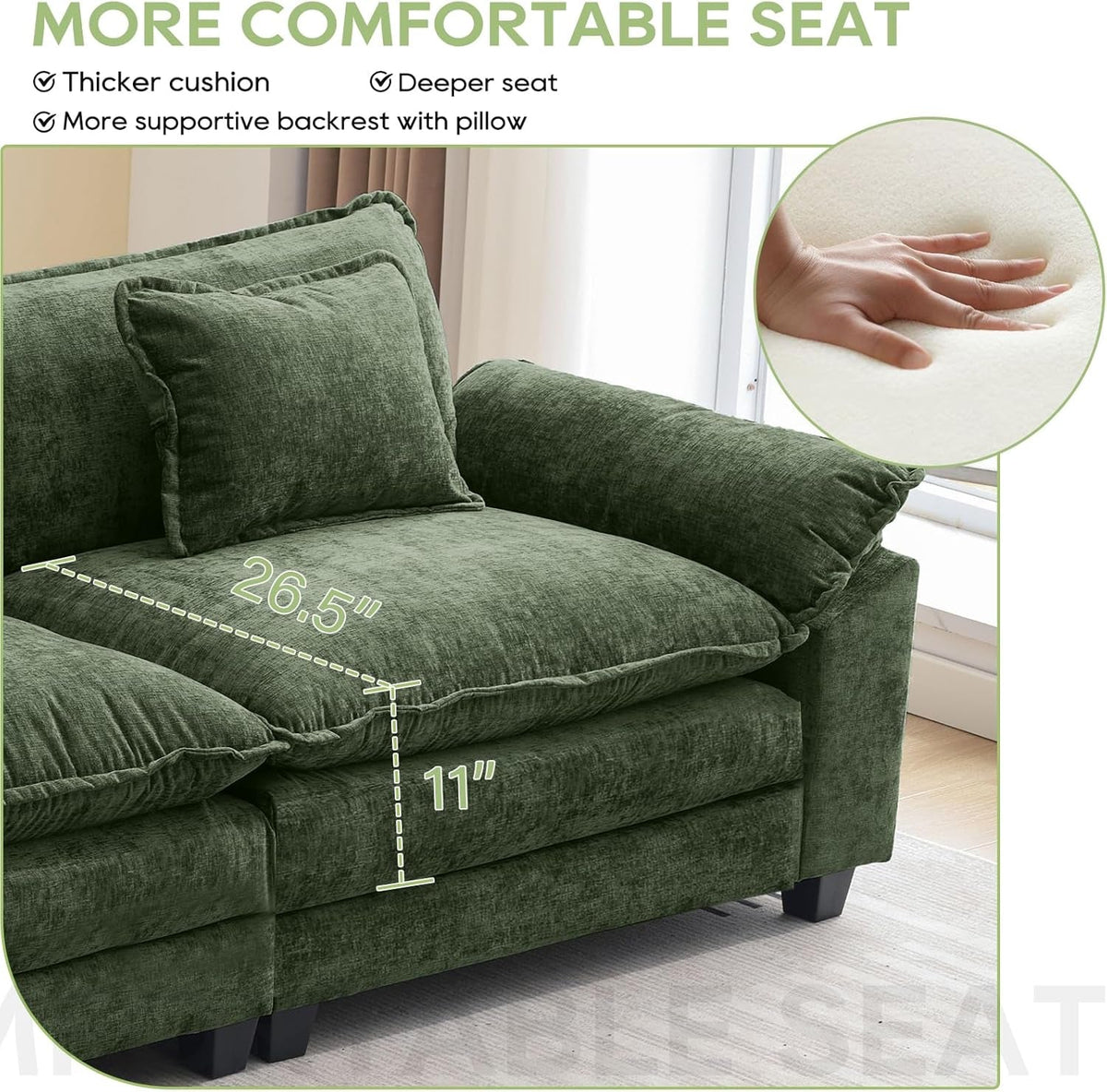120 Inches Emerald Chenille Modular Sectional Sofa ShipItFurniture