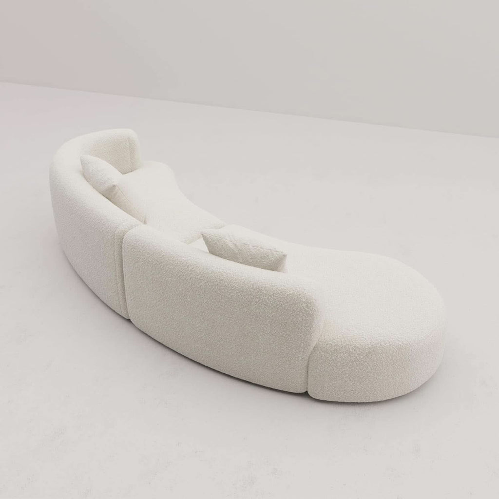 White Boucle Curved Sectional Sofa Modular Living Room ShipItFurniture