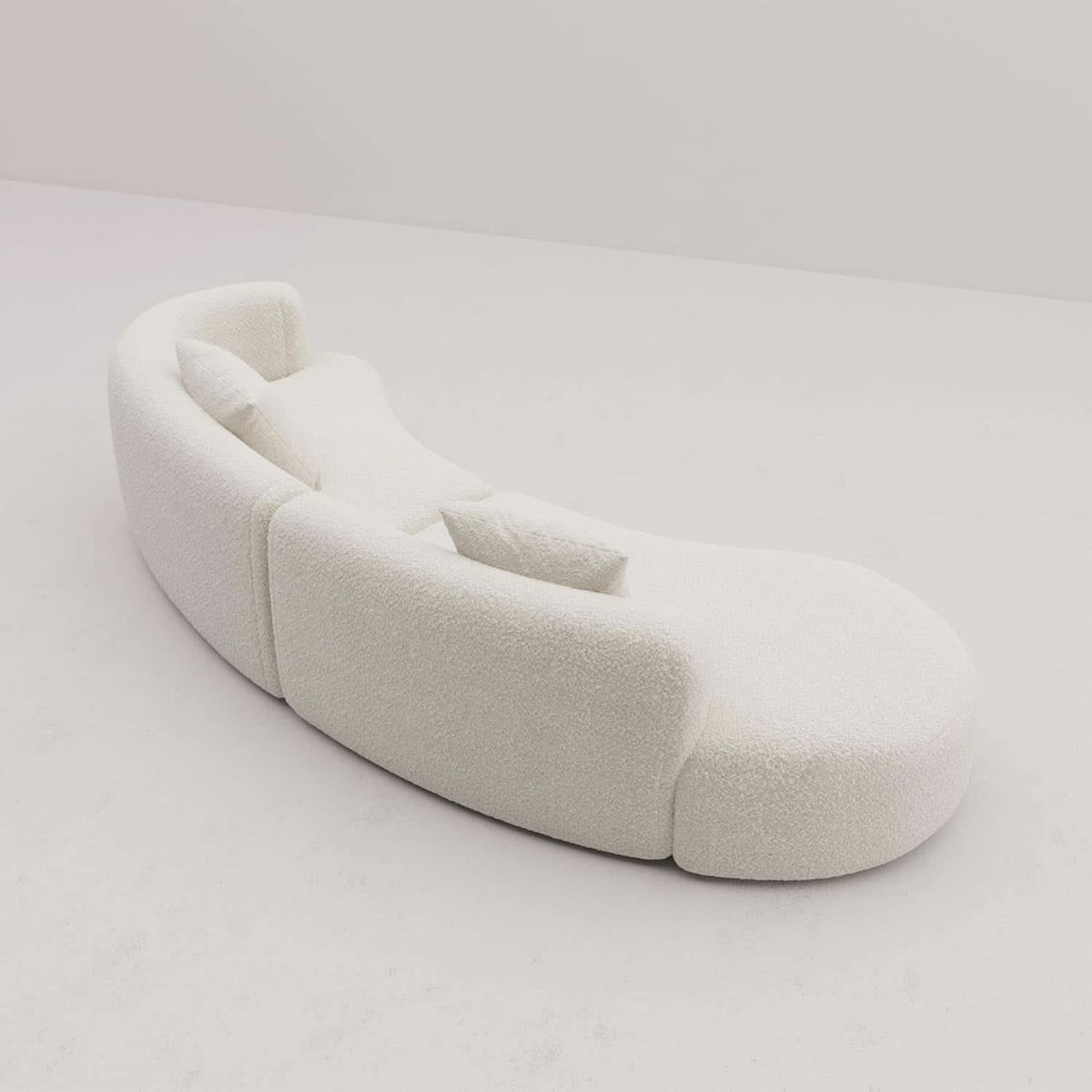 White Boucle Curved Sectional Sofa Modular Living Room ShipItFurniture