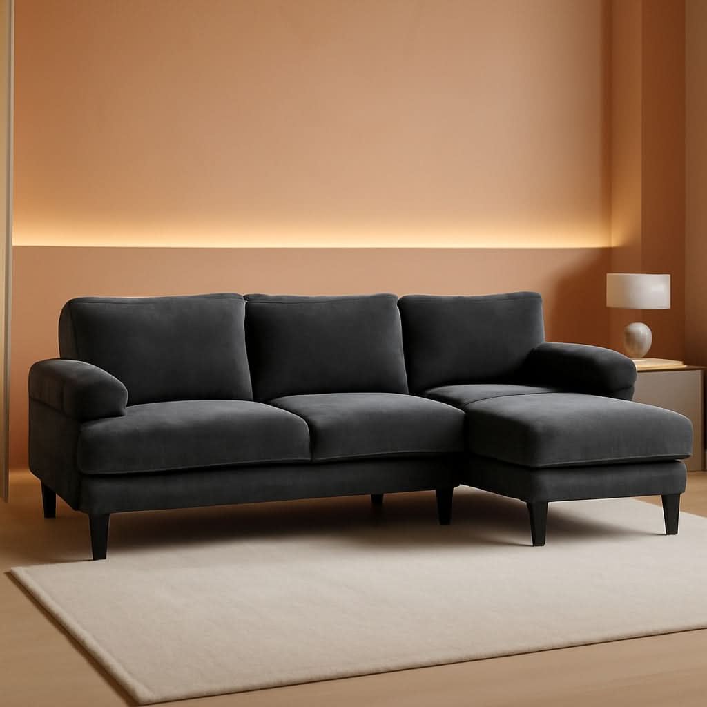 110 Inch U Shaped Sectional Couch For Living Room With Double Chaise In Chenille Fabric Black ShipItFurniture