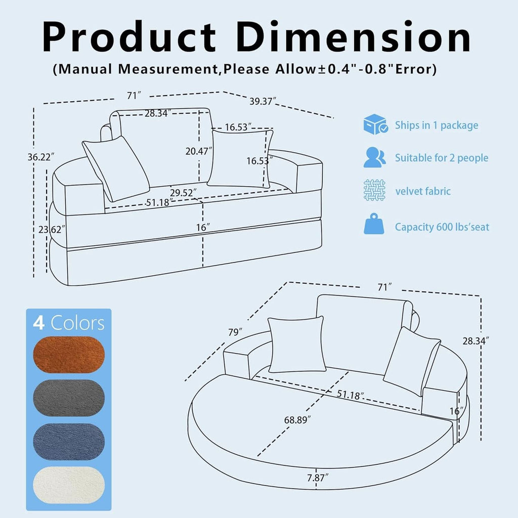 Beige 71Inch Convertible Sleeper Sofa Bed Upholstered ShipItFurniture