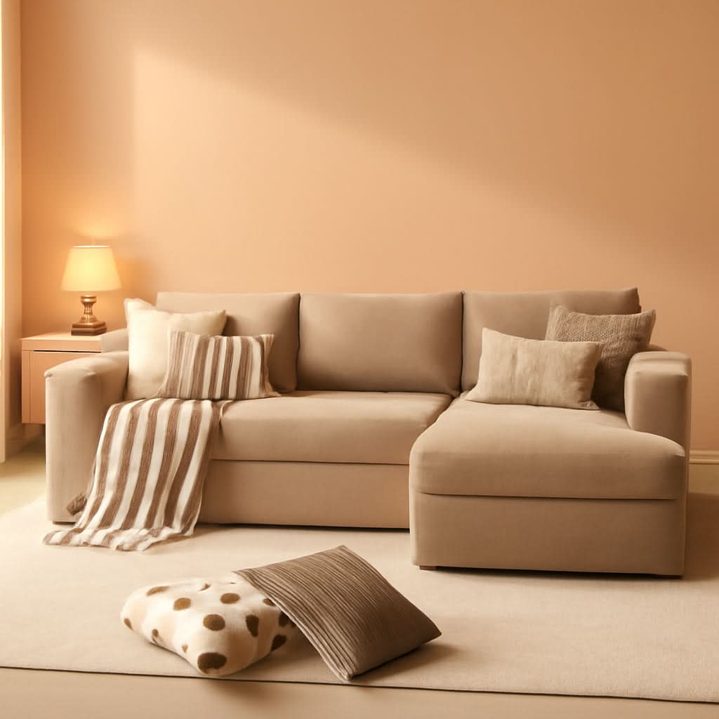 104 Inch Cloud Sectional Couch With L Shaped Chaise Modern Modular Sofa In Camel Corduroy Fabric ShipItFurniture