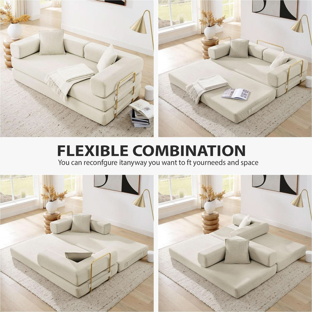 78Inch Convertible Sleeper Sofa Bed Beige Upholstery ShipItFurniture