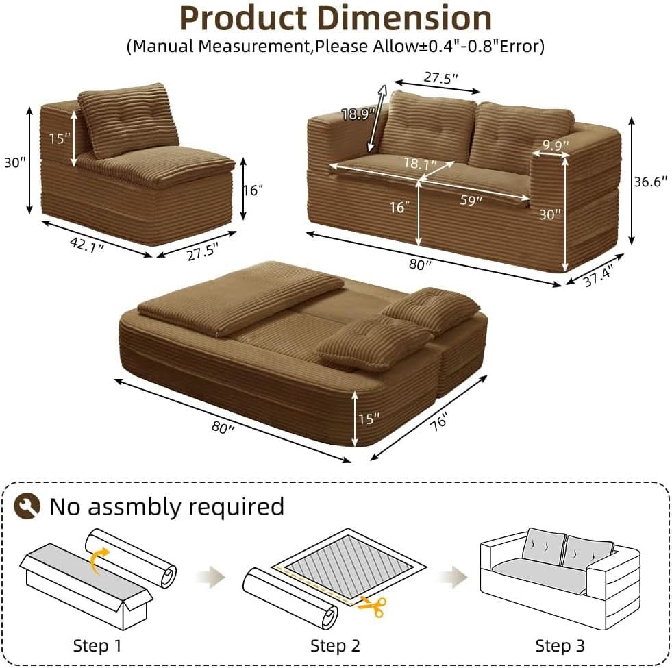 Camel King Size Corduroy Futon Pro Lux Sofa Bed Chaise Lux ShipItFurniture