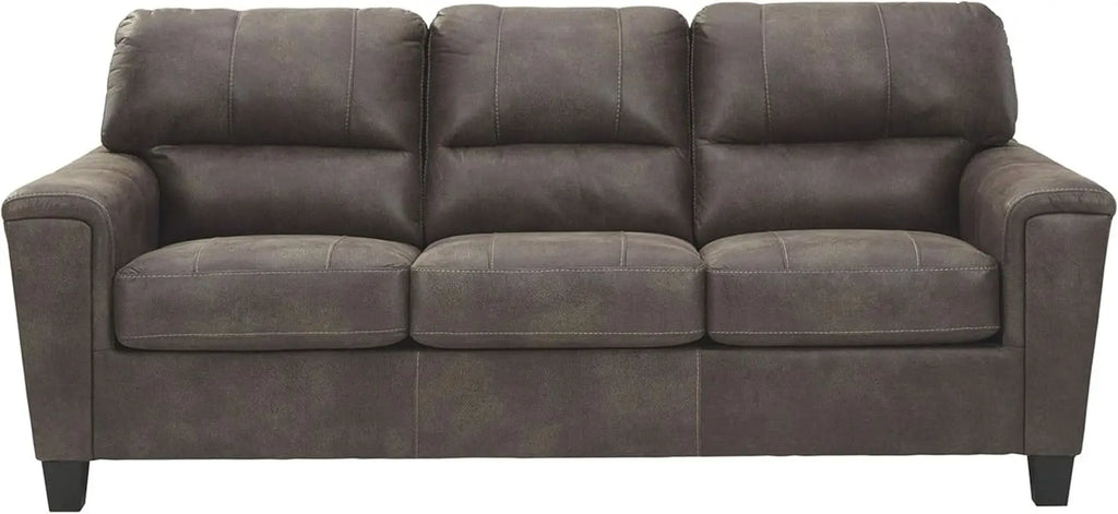Queen Faux Leather Contemporary Sleeper Couch Gray ShipItFurniture