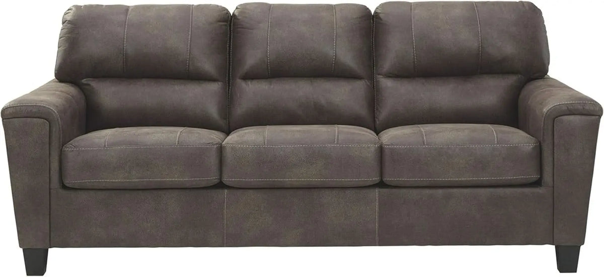 Queen Faux Leather Contemporary Sleeper Couch Gray ShipItFurniture