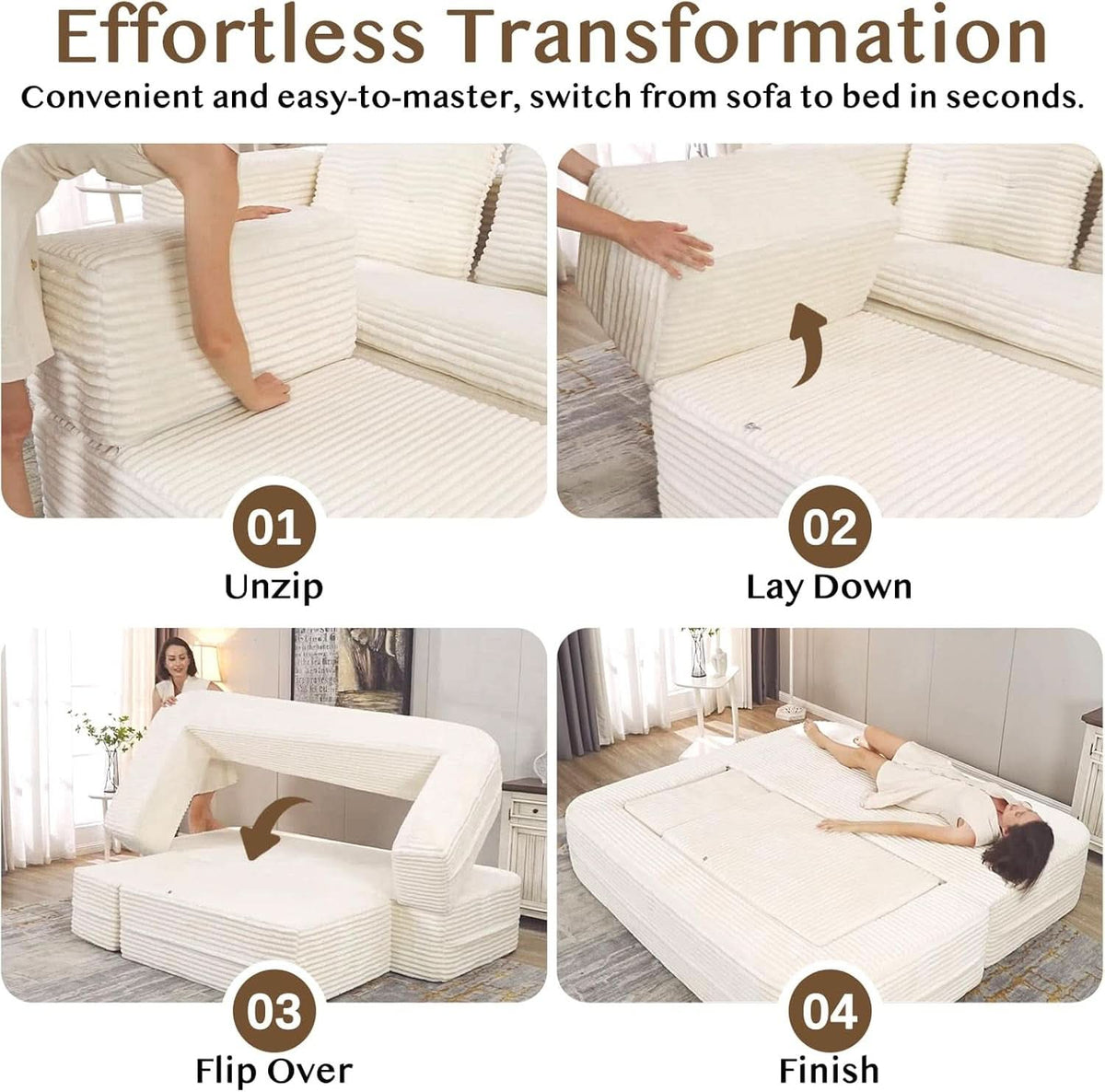 Camel King Size Corduroy Futon Pro Lux Sofa Bed Chaise Lux ShipItFurniture