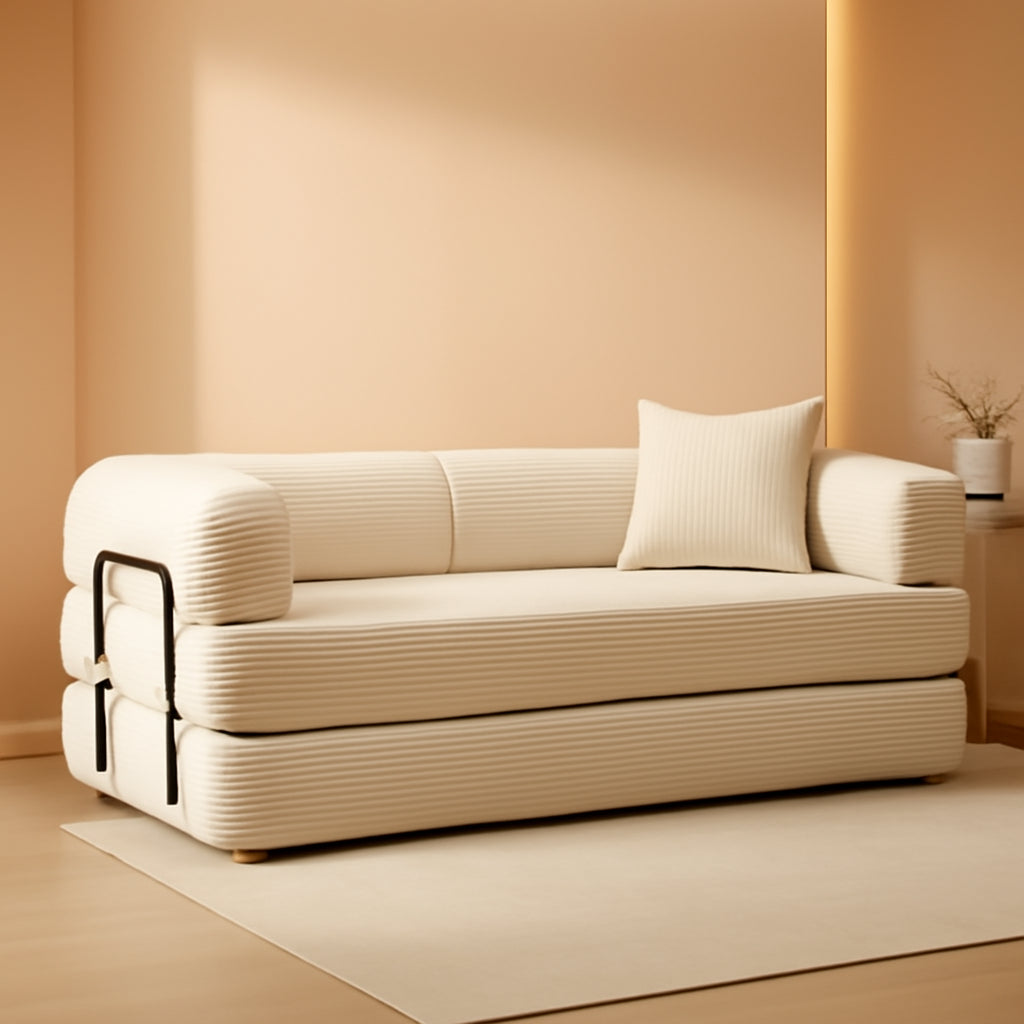 79 Inch Convertible Sofa Bed Beige Upholstery Comfort ShipItFurniture