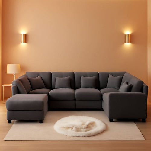 125Inch Oversized Corduroy Cloud Sleeper Grey Sofa ShipItFurniture