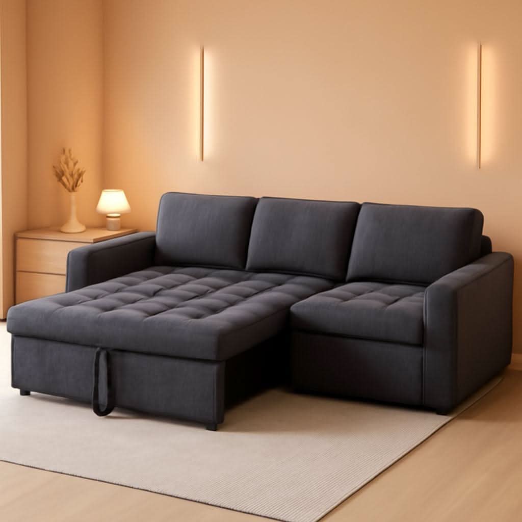 85 Inch Ultrasoft Chenille L Shaped Sleeper Couch Sofa ShipItFurniture