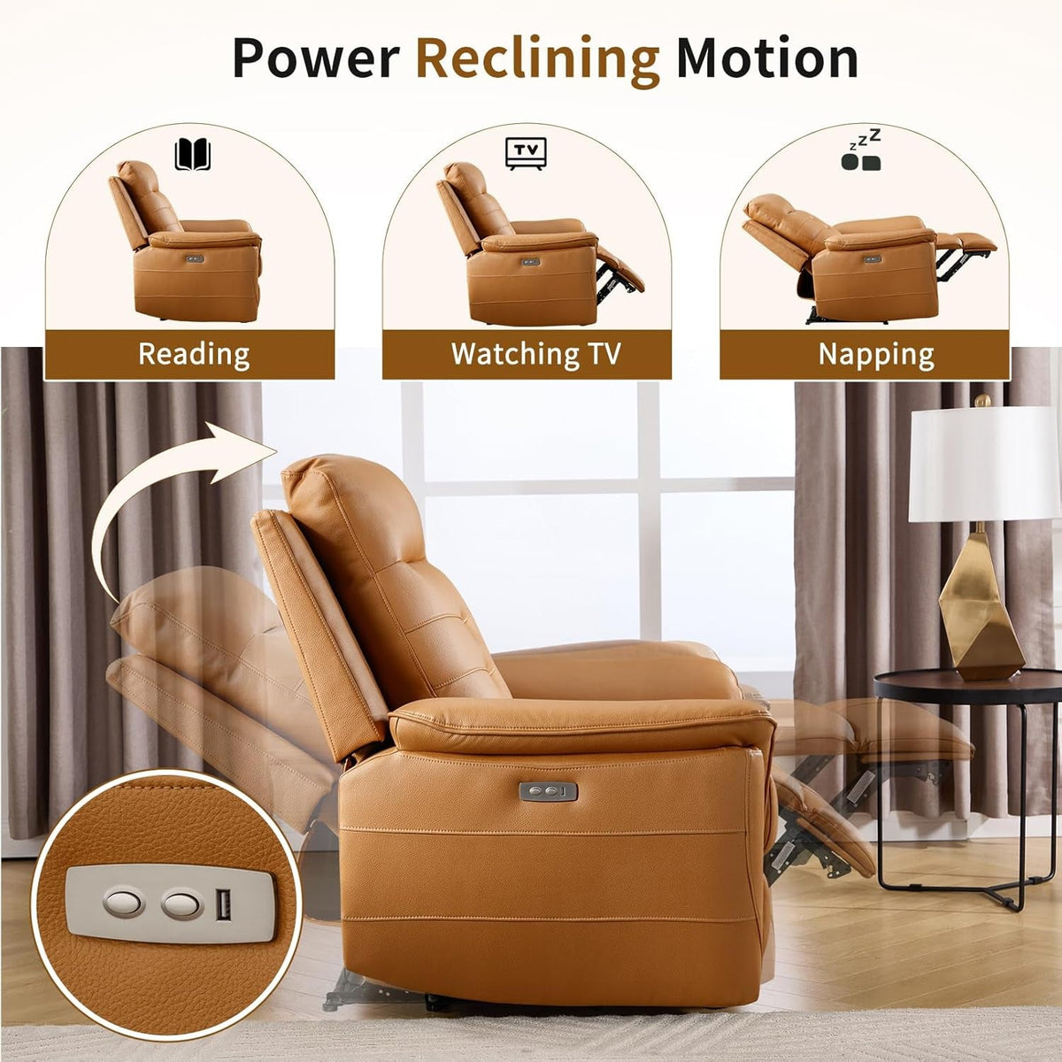 Bright Yellow Power Recliner Sofa Set Charging Port ShipItFurniture