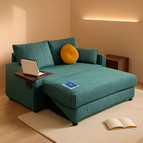 65Inch Sleeper Sofa Bed CorduroyFabric Emerald Green ShipItFurniture
