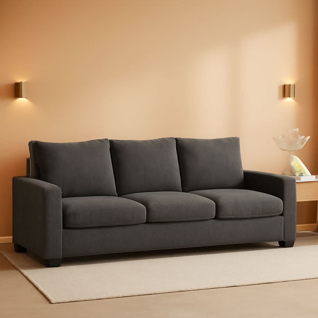 Queen Memory Foam Convertible Sofa Sleeper Charcoal ShipItFurniture