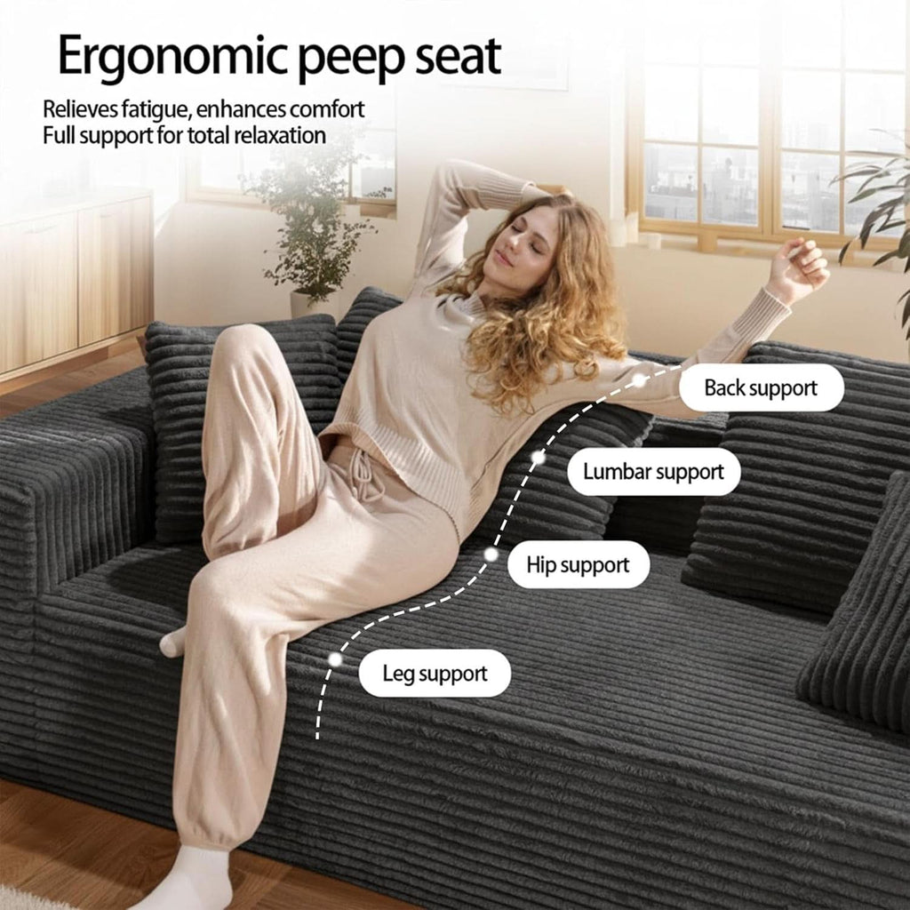 3-Seater Corduroy Sleeper Sofa No Assembly Lounge ShipItFurniture