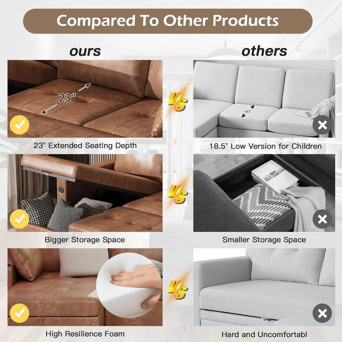 Brown Leather Sleeper Sofa Bed With Storage ShipItFurniture