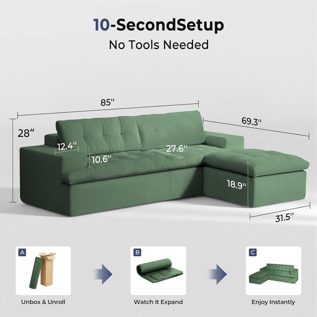 Emerald Green Modularized Sectional Sofa With Ottoman ShipItFurniture