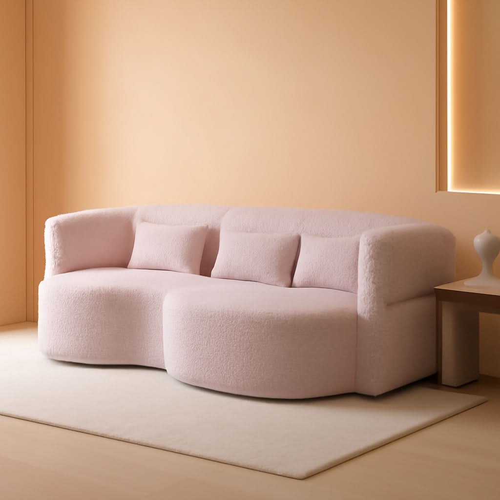 Powder Pink Ultra Comfort Contemporary Foldable Sleeper Sofa ShipItFurniture
