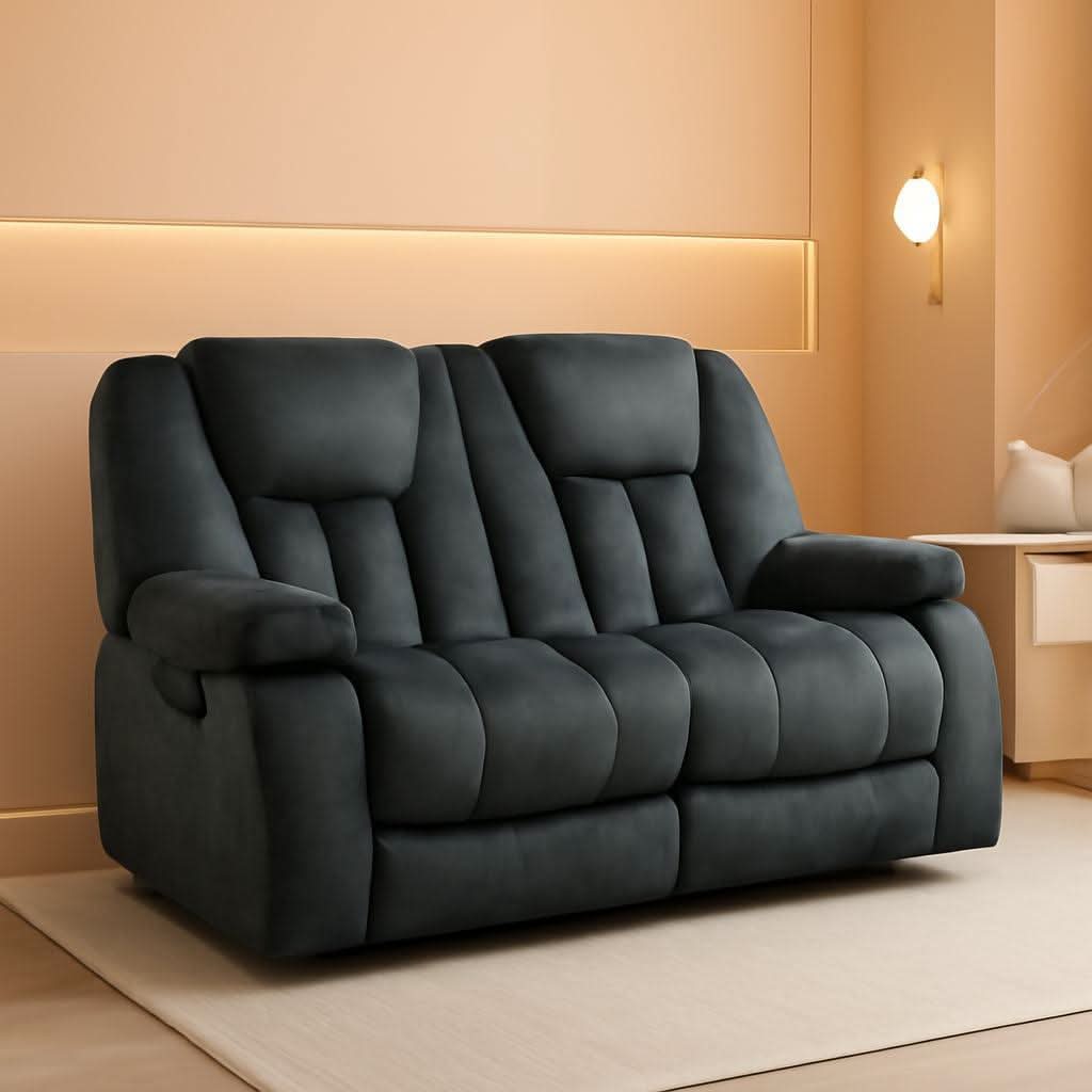 Grey Extra Wide Loveseat Recliner Sofa For Two Cup Holders ShipItFurniture