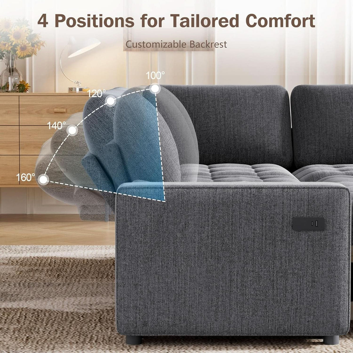 85 Inch Ultrasoft Chenille L Shaped Sleeper Couch Sofa ShipItFurniture