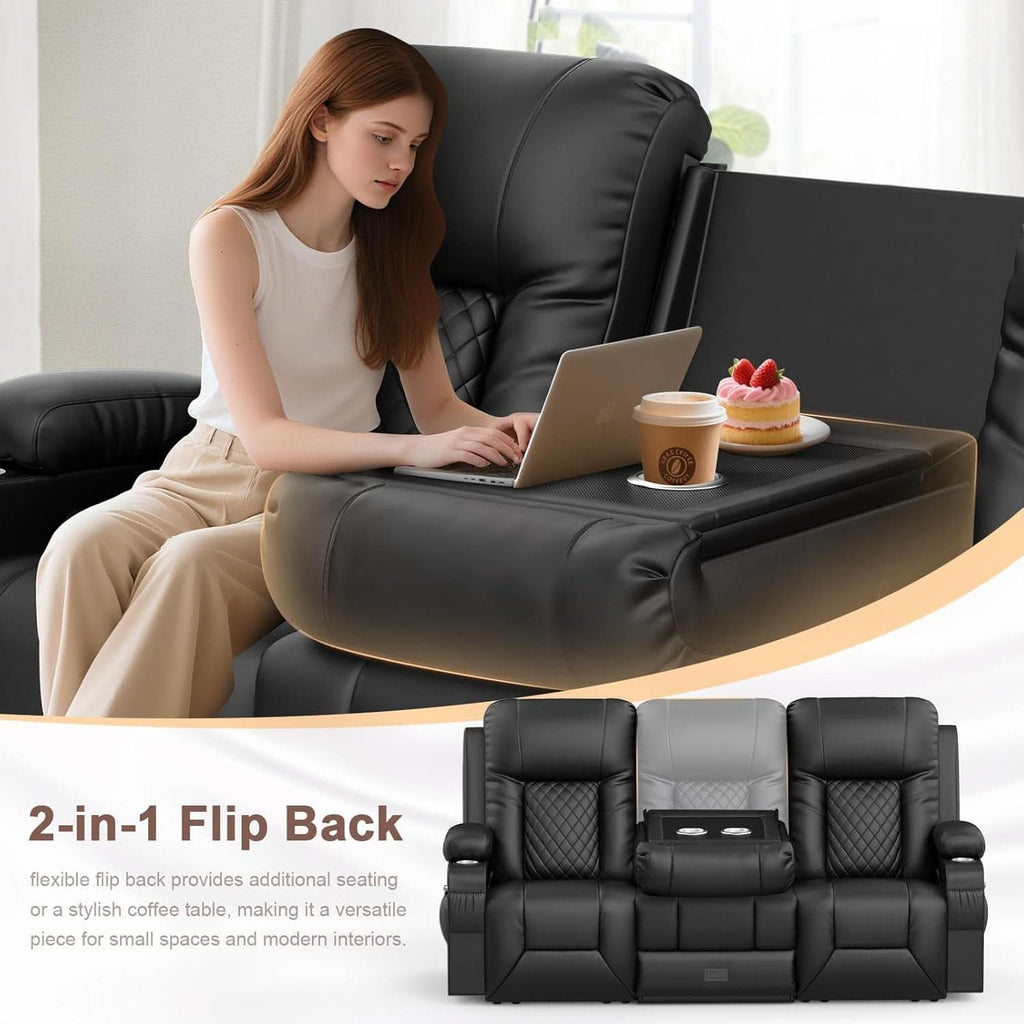 Three Seat Recliner Sofa With Flip Backrest And USB Ports ShipItFurniture
