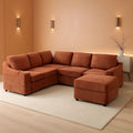116Inch Orange Chenille Fabric Modular Sleeper Sofa USB ShipItFurniture