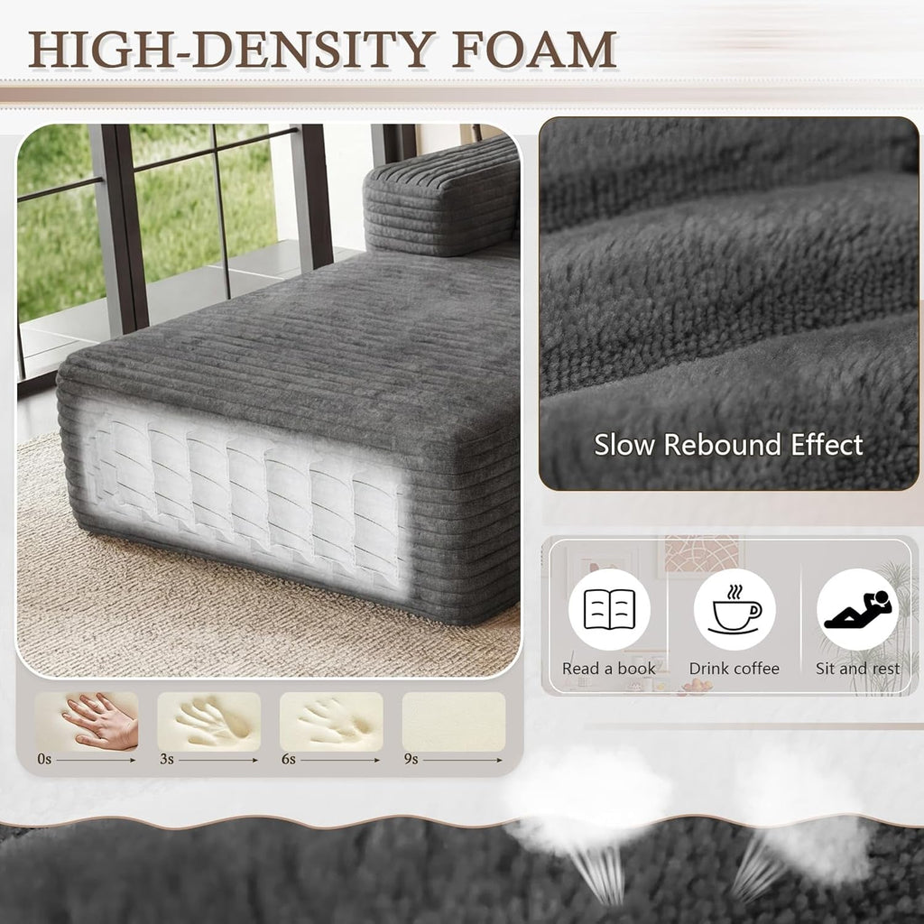 Grey Ninety FiveInch Upholstered Corduroy Sleeper Sofa ShipItFurniture