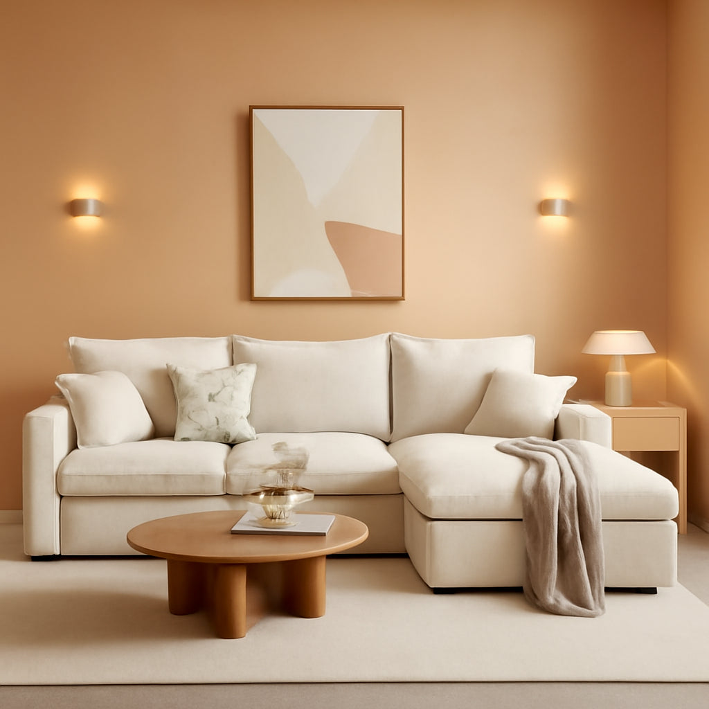 Beige 103Inch Boneless Cloudlike Modular Sectional Sofa ShipItFurniture